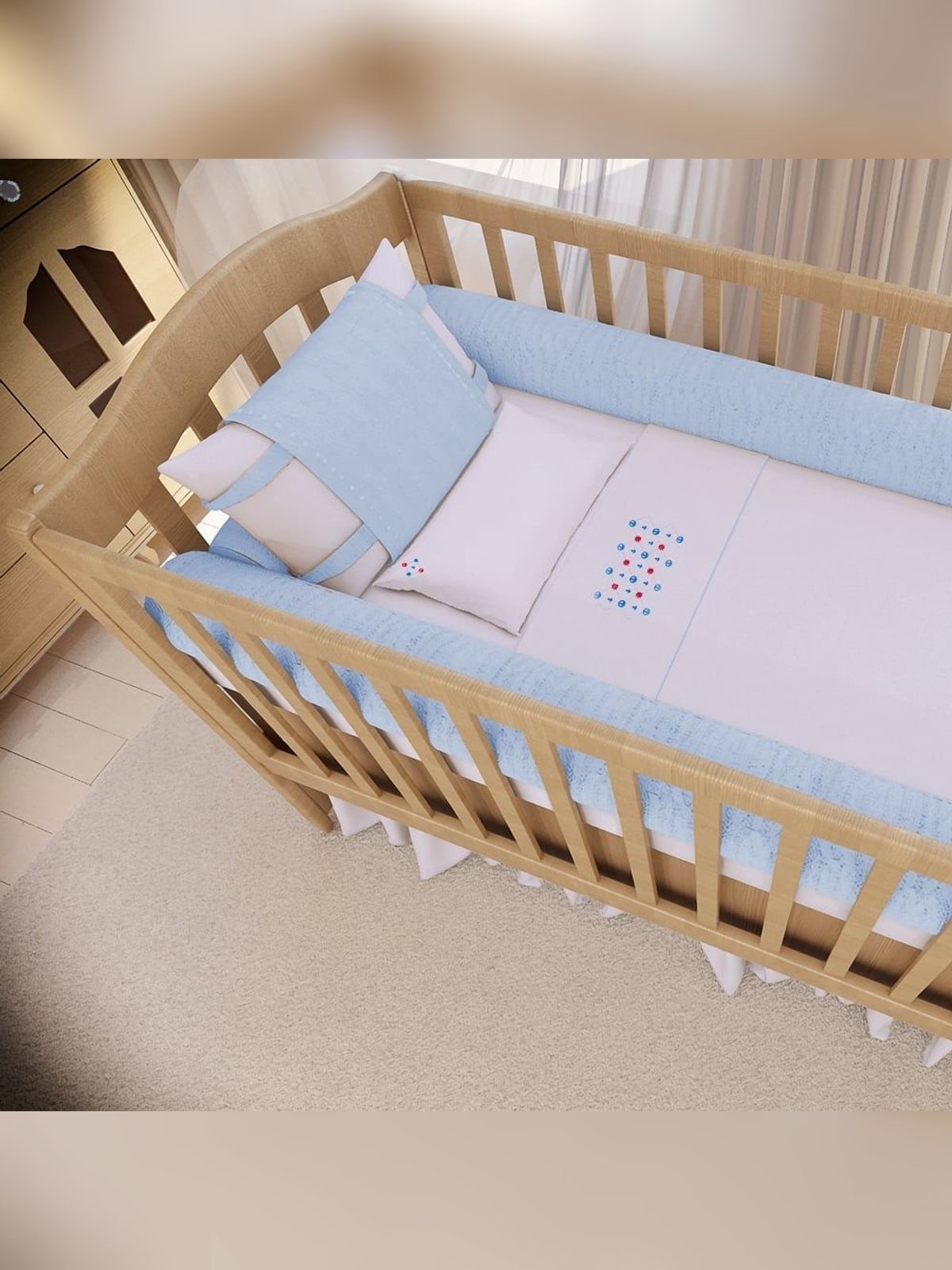 Kit de Berço Tricot Mami Tamanho Americano 9 Peças